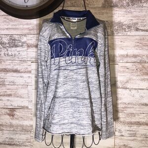 Victoria’s Secret pink quarter zip sweatshirt purple/blue and gray size XS TOP‌